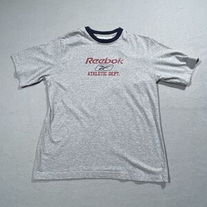 Vintage Reebook Shirt Youth Teen Large‎ Short Sleeve Gray Graphic Print
